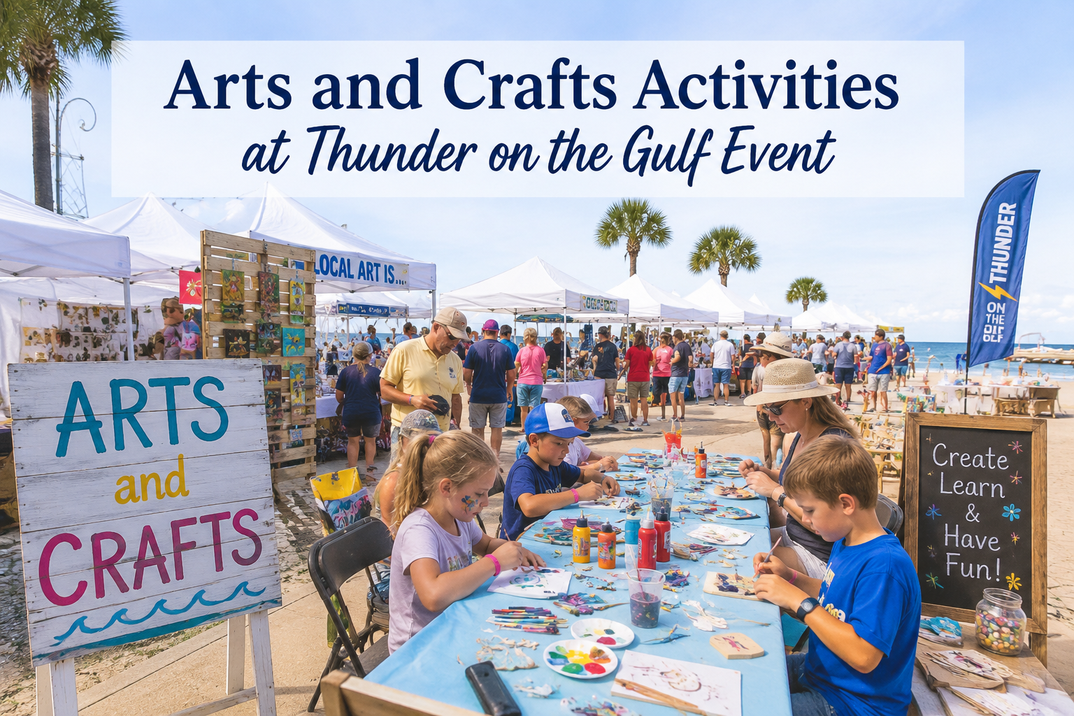 Children enjoying painting activities during Thunder on the Gulf event
