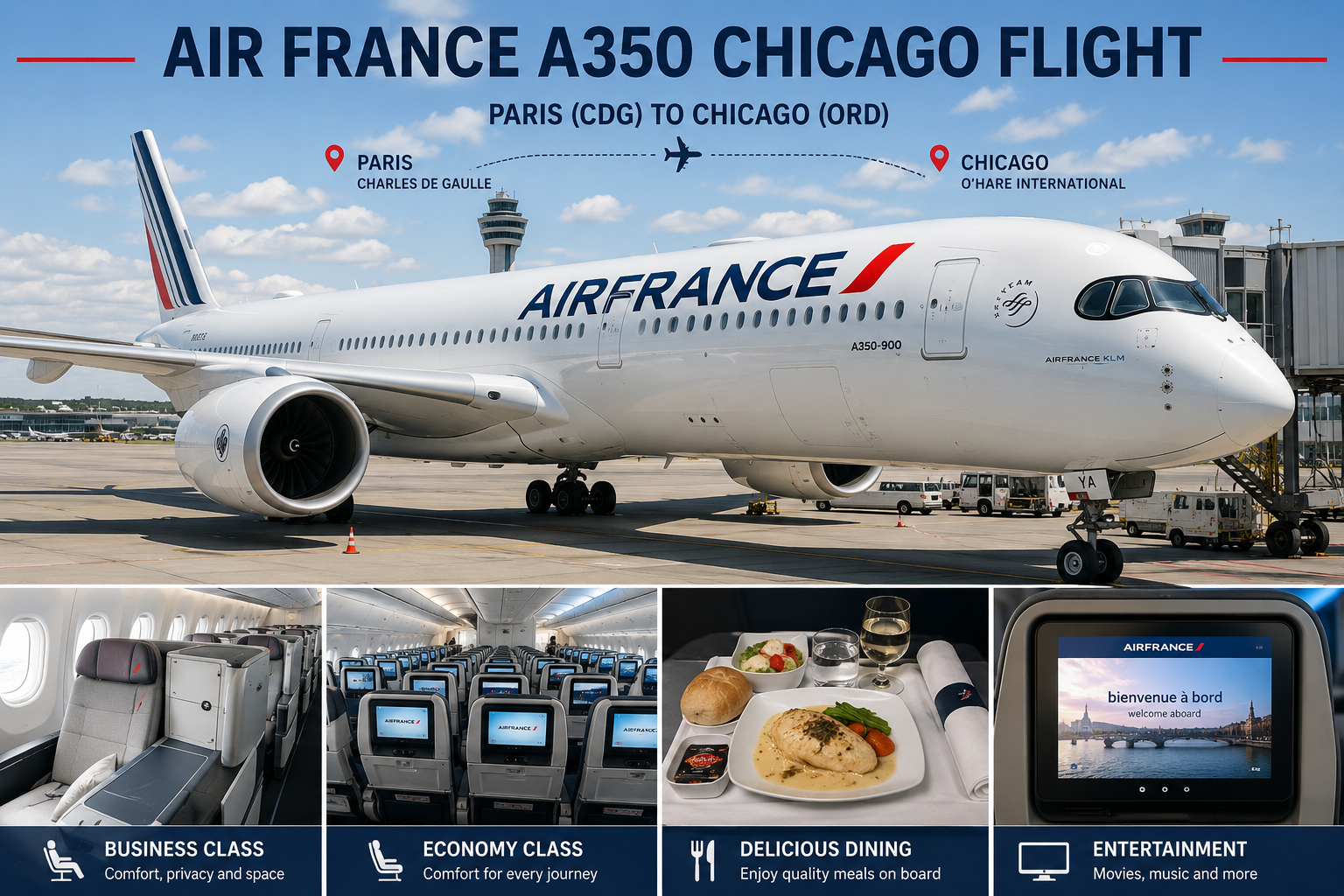 air france a350 chicago flight